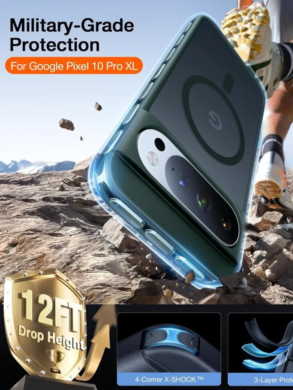 TORRAS Google Pixel 10 Pro XL Case MagSafe 12FT Shockproof Matte Green